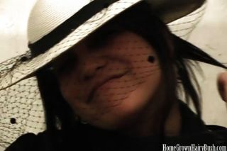 Polly Garter Toying Her Hairy Pussy