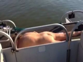 Blonde Milf Sun Bathing On Pontoon Boat