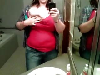 Big Titty Bbw Showing Off In Bathrrom