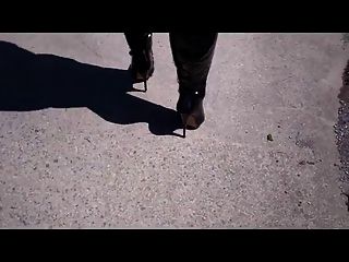 Linda In Black Leather Mini Dress Black Thigh Boots