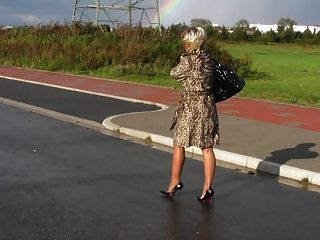 Walking In High Heels And Ff Stockings