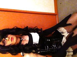 Crossdressing Maid On Her Knees