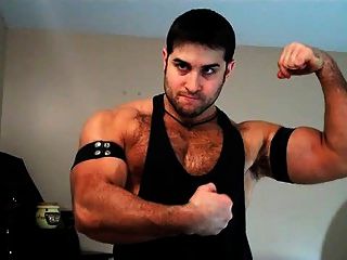 Hairy Big Cocked Stud Bouncing Pecs And Flexing!