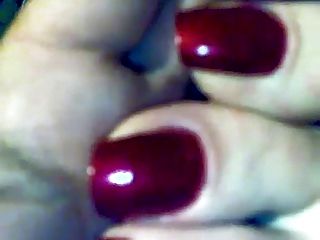 Long Red Toenails 1