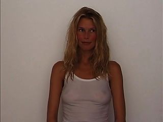 Claudia Schiffer Showing Nipples In A See-through Shirt