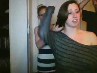 2 Girls Long Hair Braiding And Tits Flashing