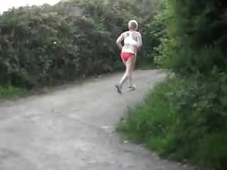 Granny Jogs Topless